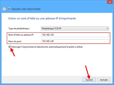Adresse IP - imprimante TCP/IP Windows 7-8-10