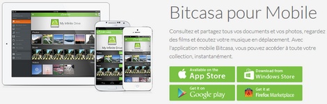 Applications mobiles Bitcasa