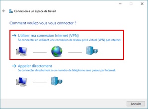 Connexion à votre espace de travail - VPN - Windows 10