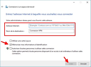  Nouvelle connexion VPN - Windows 10