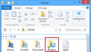 Le dossier Dropbox dans Windows