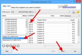 DVD Audio Extractor : Choix des chapitres du DVD à extraire