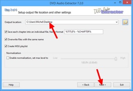 DVD Audio Extractor : Choix de l'emplacement des fichiers de sortie