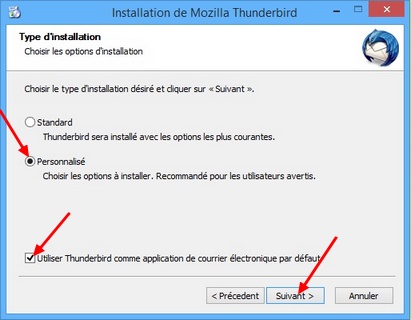 Type d'installation Thunderbird