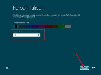 Installation de Windows 8 : Entrez un nom pour l'ordinateur