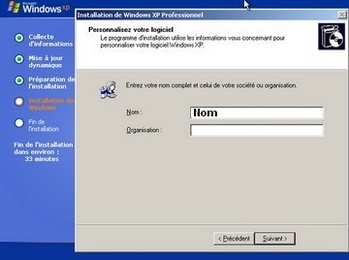 Personnalisation de Windows XP avec votre nom