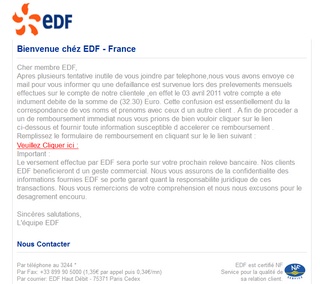 Exemple de phishing EDF