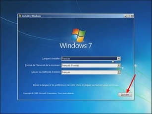Choix de la langue, récupération Windows 7