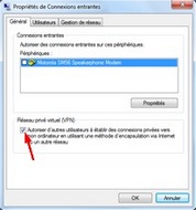Autoriser connexion VPN  - Windows 7