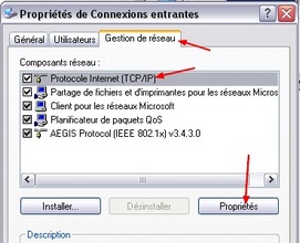 Propriété Internet (TCP/IP) connexion VPN - Windows XP