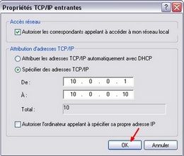 Options TCP/IP connexion VPN - Windows XP