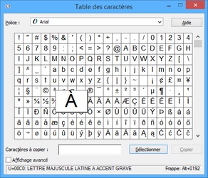 Table de caractères de Windows