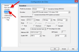 CDex : Configuration codec et dossier enregistrement 