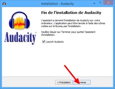 Audacity : Fin de l'assistant d'installation