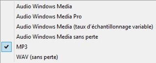 Format de compression audio  Windows Media Player