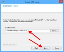 Virtual VCR : Choix du dossier d'installation