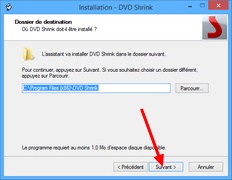 DVD Shrink : Choix du dossier d'installation