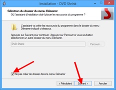 DVD Shrink : Choix du dossier du menu démarrer