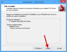 DVD Shrink : Récapitulatif des options d'installation