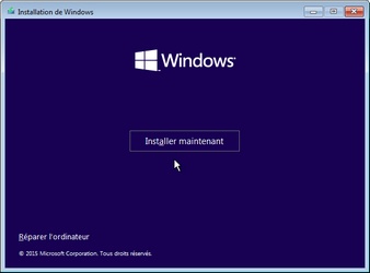 Installation de Windows 10 : Choix entre installation ou réparation de la version existante