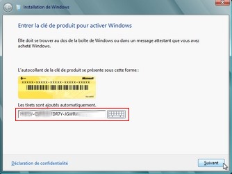 Installation de Windows 8 : Clé produit - N° de licence - de Windows 8