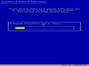 Copie des fichiers de Windows XP dans les dossiers d'installation