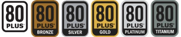 Différents logos du label 80 plus pour les alimentations PC