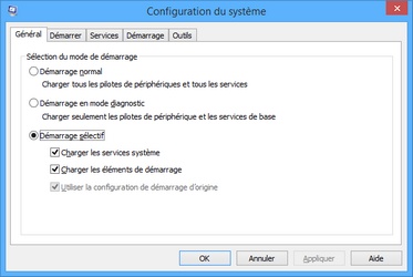 Outil de configuration système de Windows : msconfig