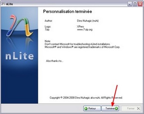 nLite : Fin de la création du CD de Windows XP avec les drivers SATA