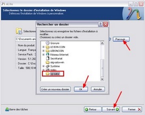 nLite : Choisir le dossier de destination de Windows XP modifié