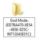 Activer le God Mode : God Mode.{ED7BA470-8E54-465E-825C-99712043E01C}