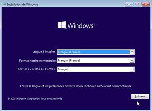 Choix de la langue, récupération Windows 10