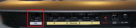 Prise téléphone RJ11 à l'arrière d'un routeur ADSL