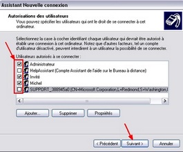 Autorisations des utilisateurs VPN  - Windows XP