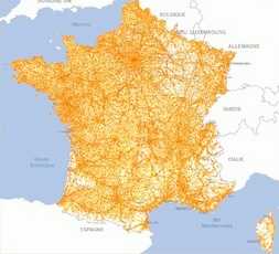 Les zones non couvertes par l'ADSL en France